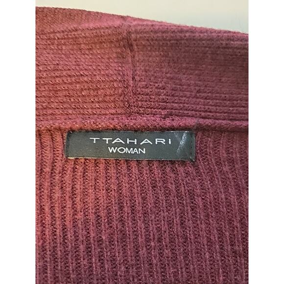 T Tahari Cashmere Blend Burgundy LS Pocket Cardigan Women's Plus 1X? No Tag - Picture 11 of 12